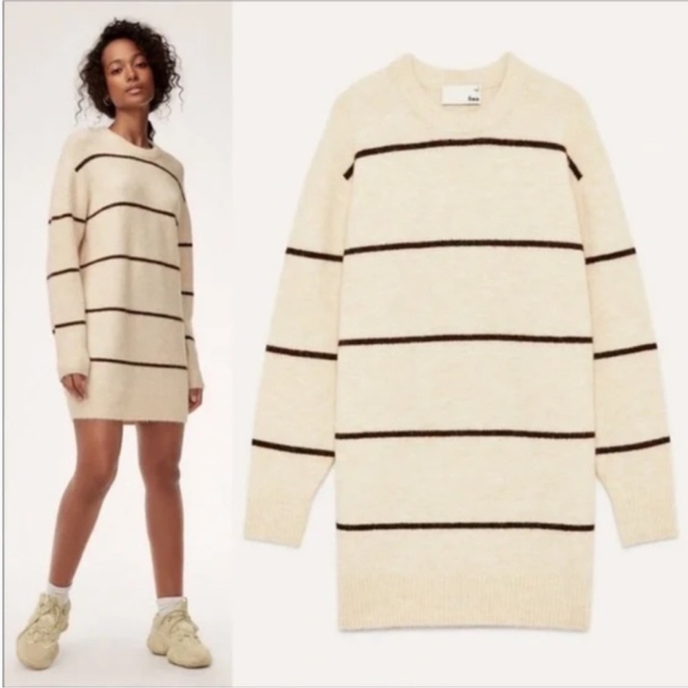 Aritzia Wilfred Free Cipriana Alpaca Wool Blend Striped Sweater Dress - Picture 1 of 5